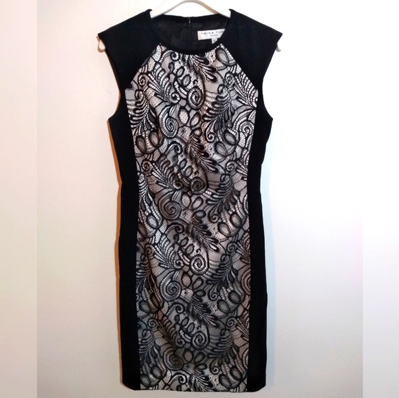 ‼️THRIFT STORE ALERT MAKE OFFERTrina Turk Dress Veda Lace Sleeveless Sheath 2 - Picture 3 of 11
